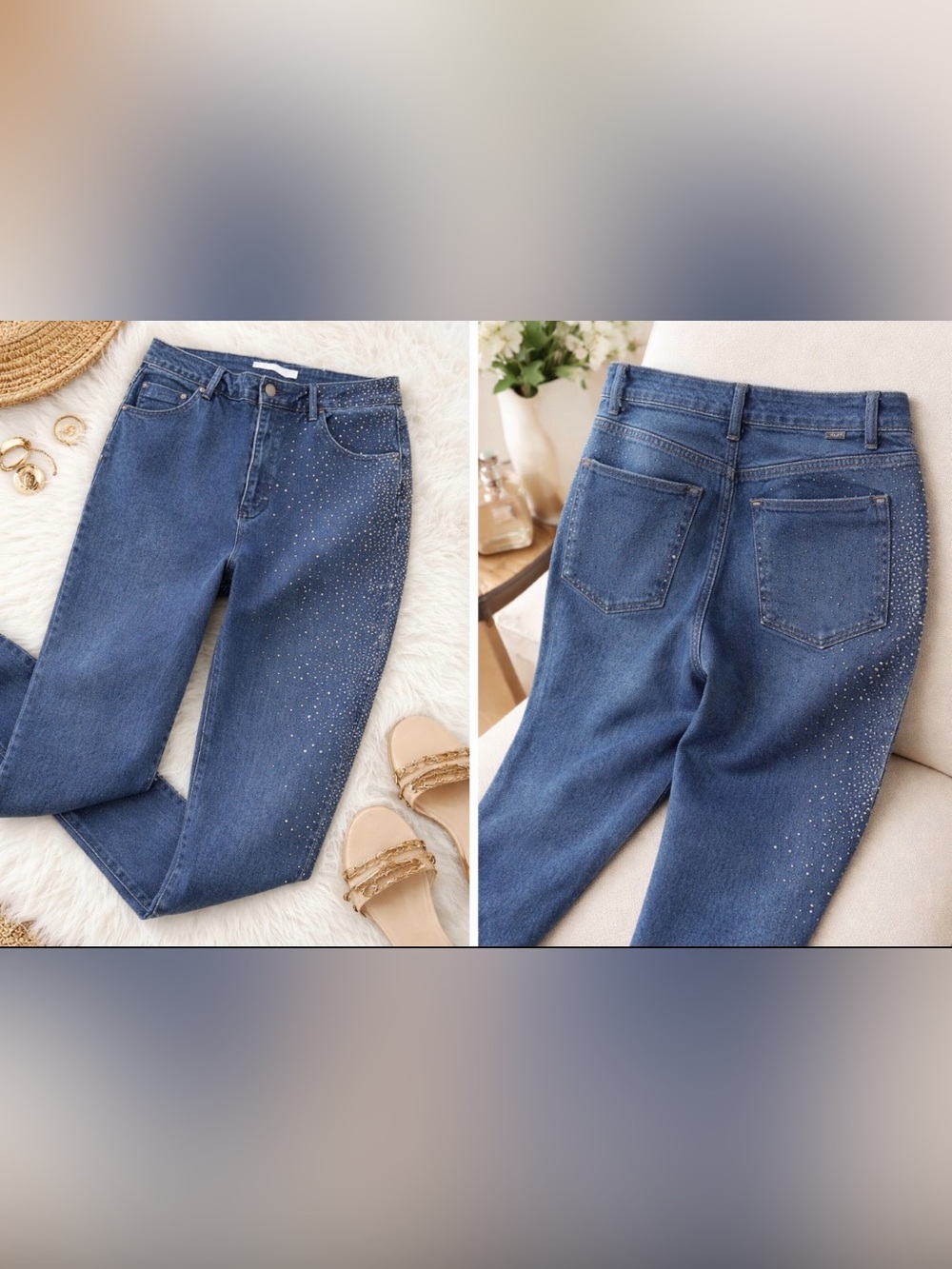 Tractr Blue Embellished Flare Jeans